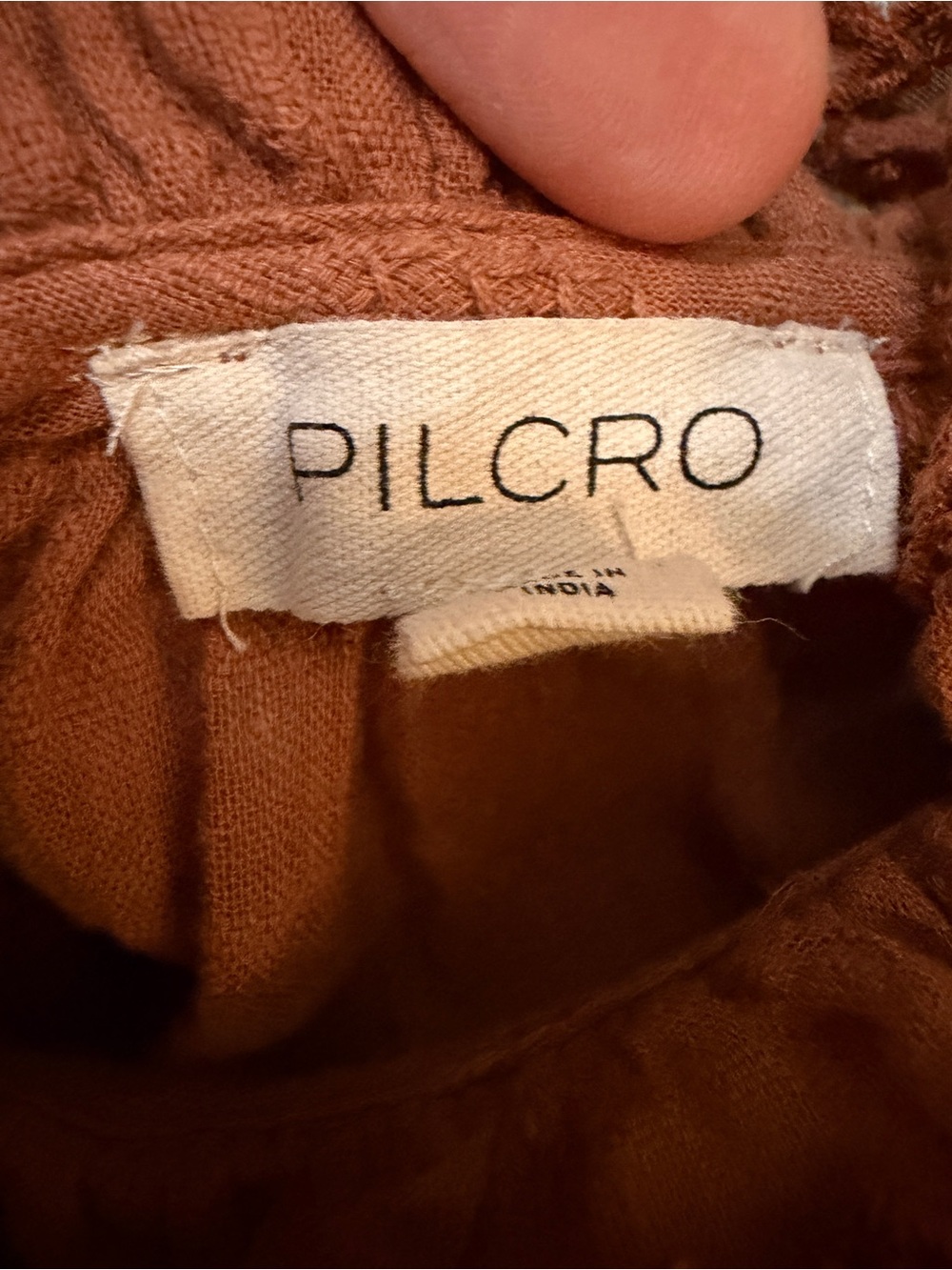 Anthropologie Pilcro Rust Brown Eyelet Peasant Blouse Size XL Boho, Cottagecore - Picture 14 of 16